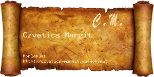 Czvetics Margit névjegykártya